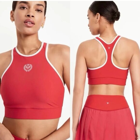 Old Navy Medium Support Powersoft Racerback Sports Bra Red and White NWT! - Picture 1 of 8